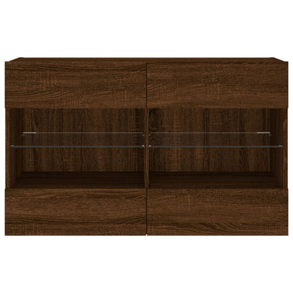 TV-Wandschrank mit LED-Leuchten Braun Eichen-Optik - Pazzar.ch