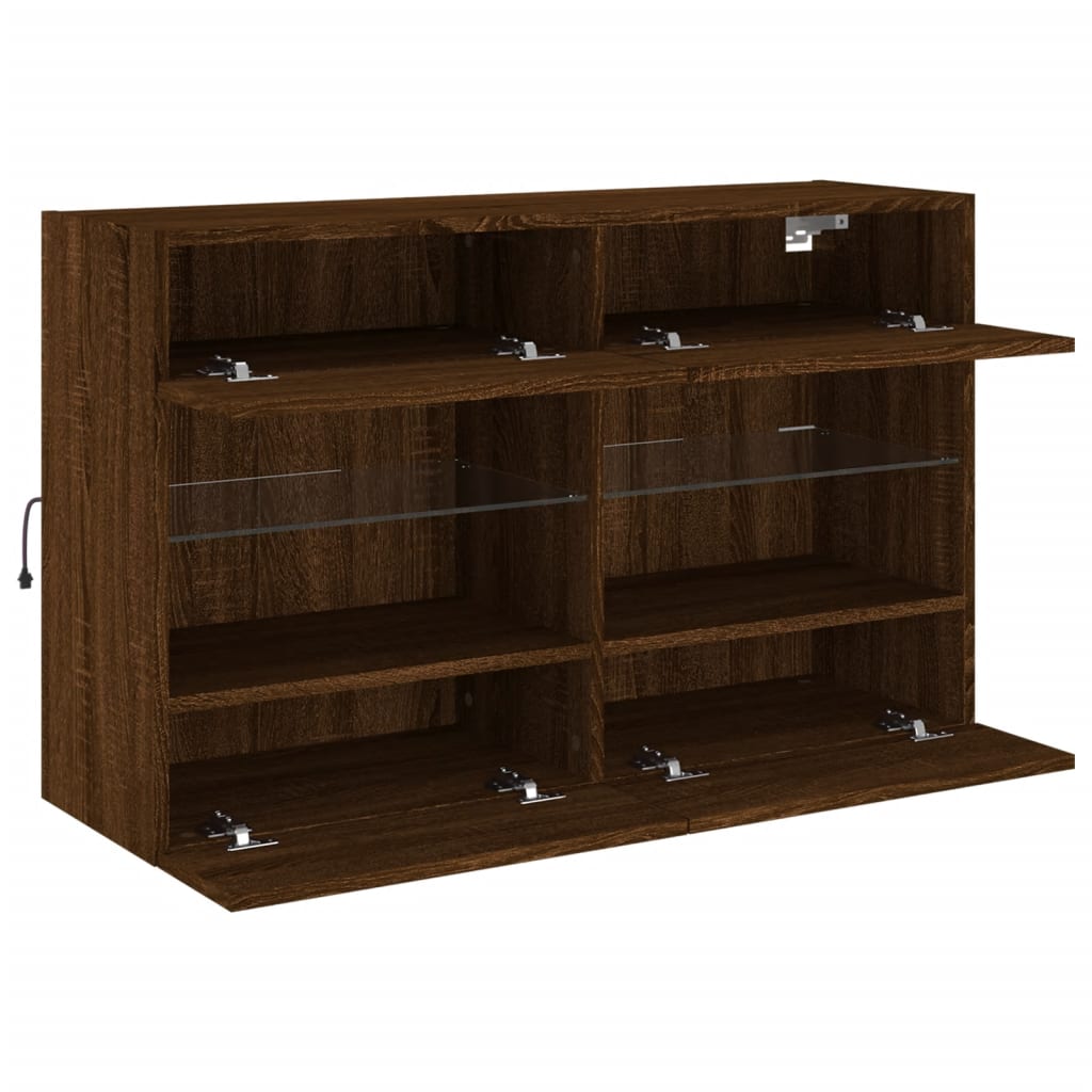 TV-Wandschrank mit LED-Leuchten Braun Eichen-Optik - Pazzar.ch