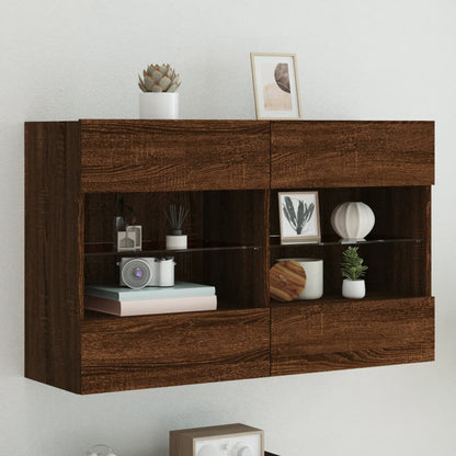 TV-Wandschrank mit LED-Leuchten Braun Eichen-Optik - Pazzar.ch