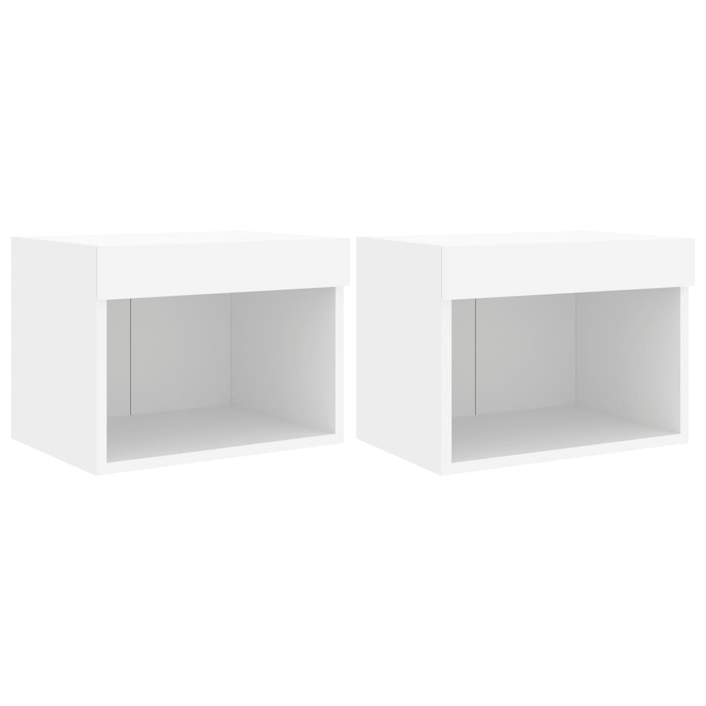 Wand-Nachttische mit LED-Leuchten 2 Stk. Weiß - Pazzar.ch