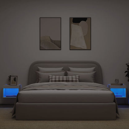 Wand-Nachttische mit LED-Leuchten 2 Stk. Weiß - Pazzar.ch