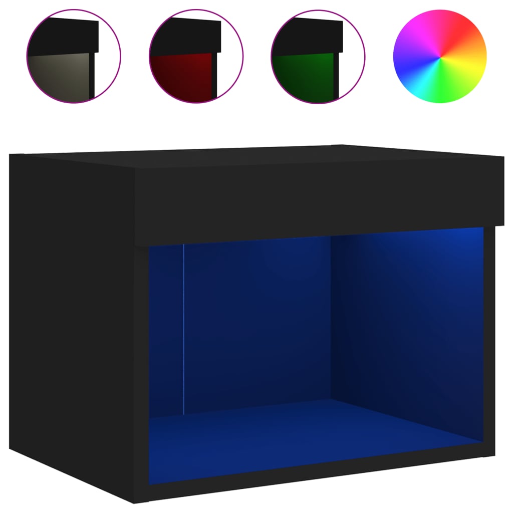 Wand-Nachttisch mit LED-Leuchten Schwarz - Pazzar.ch