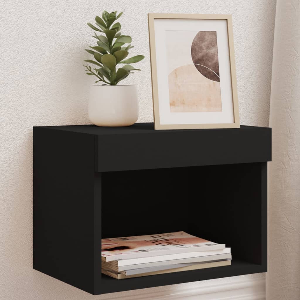 Wand-Nachttisch mit LED-Leuchten Schwarz - Pazzar.ch
