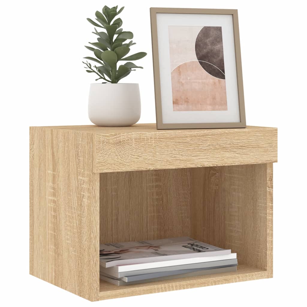 Wand-Nachttische mit LED-Leuchten 2 Stk. Sonoma-Eiche - Pazzar.ch