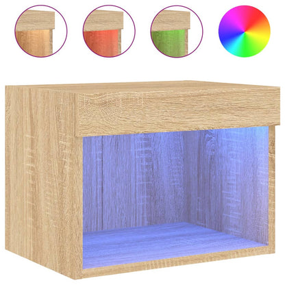 Wand-Nachttische mit LED-Leuchten 2 Stk. Sonoma-Eiche - Pazzar.ch