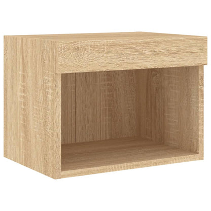 Wand-Nachttische mit LED-Leuchten 2 Stk. Sonoma-Eiche - Pazzar.ch