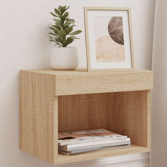 Wand-Nachttische mit LED-Leuchten 2 Stk. Sonoma-Eiche - Pazzar.ch