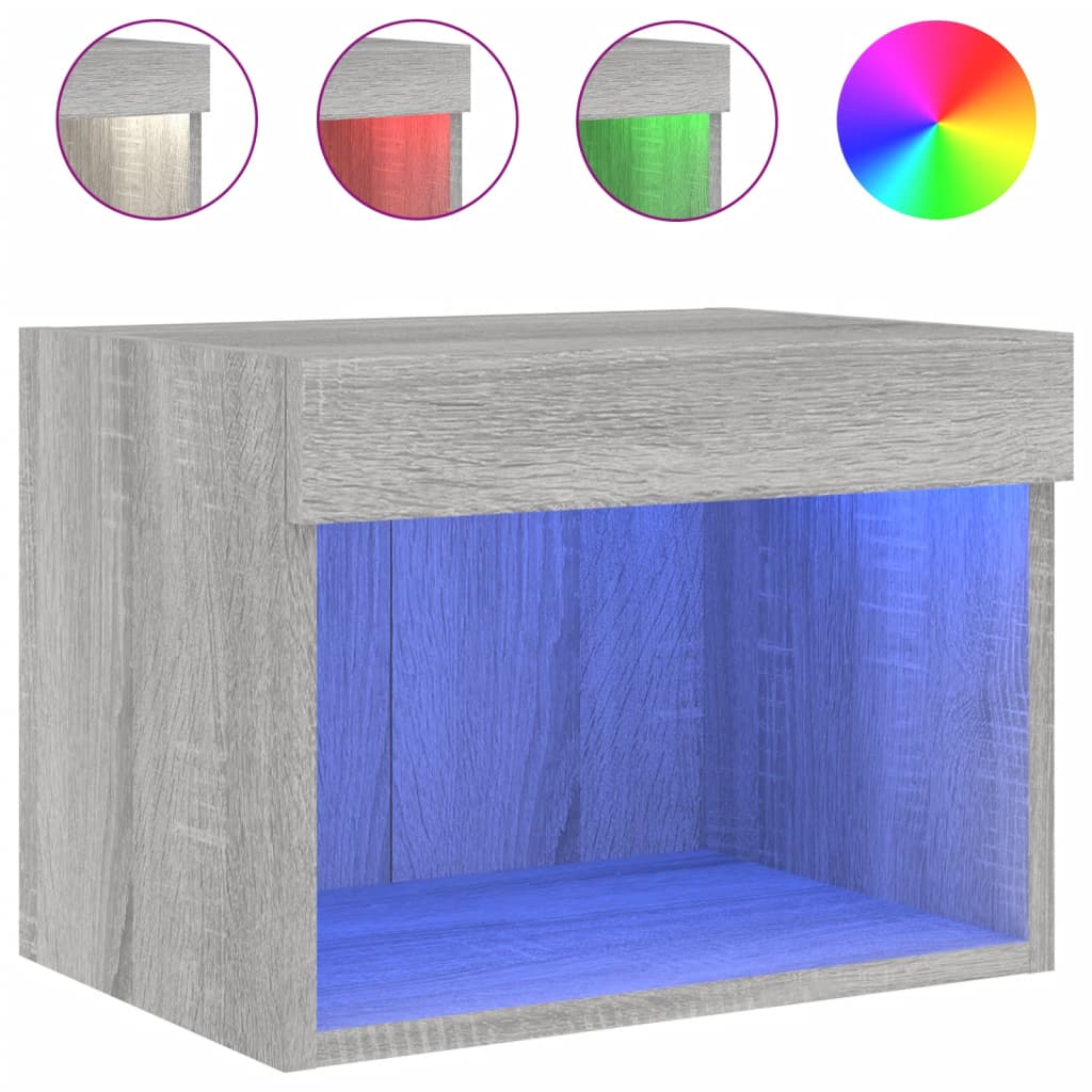 Wand-Nachttisch mit LED-Leuchten Grau Sonoma - Pazzar.ch