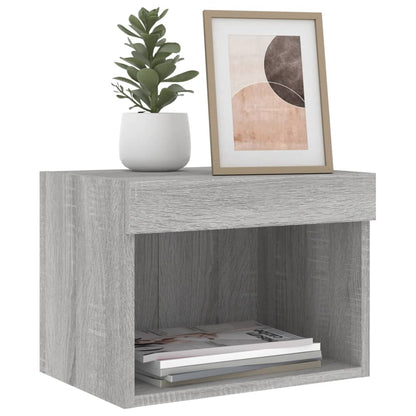 Wand-Nachttisch mit LED-Leuchten Grau Sonoma - Pazzar.ch