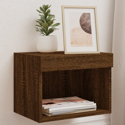 Wand-Nachttische mit LED-Leuchten 2 Stk. Braun Eichen-Optik - Pazzar.ch