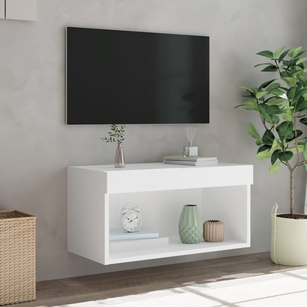 TV-Schrank mit LED-Leuchten Weiß 60x30x30 cm - Pazzar.ch