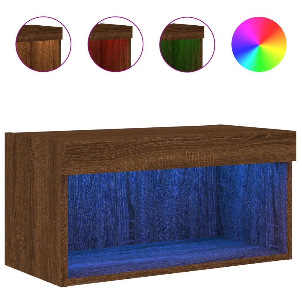 TV-Schrank mit LED-Leuchten Braun Eichen-Optik 60x30x30 cm - Pazzar.ch