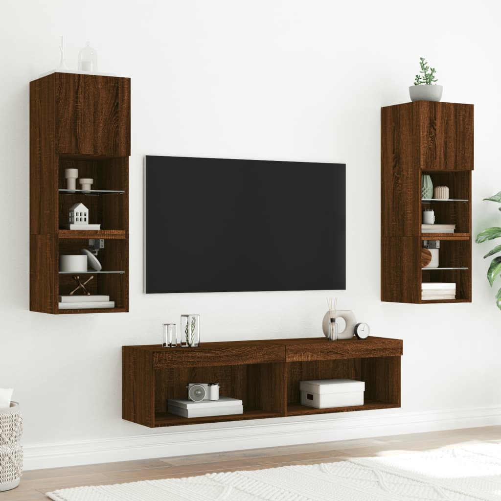 TV-Schrank mit LED-Leuchten Braun Eichen-Optik 60x30x30 cm - Pazzar.ch