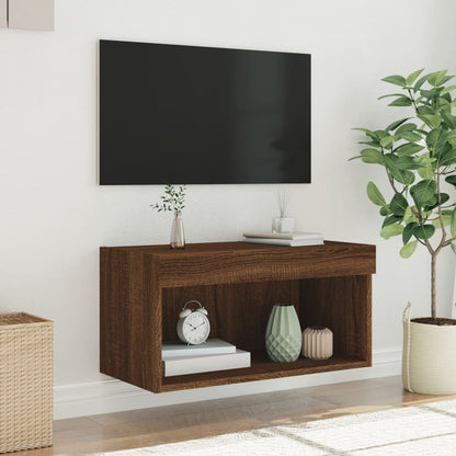 TV-Schrank mit LED-Leuchten Braun Eichen-Optik 60x30x30 cm - Pazzar.ch