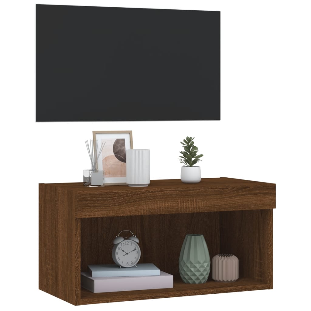 TV-Schrank mit LED-Leuchten Braun Eichen-Optik 60x30x30 cm - Pazzar.ch