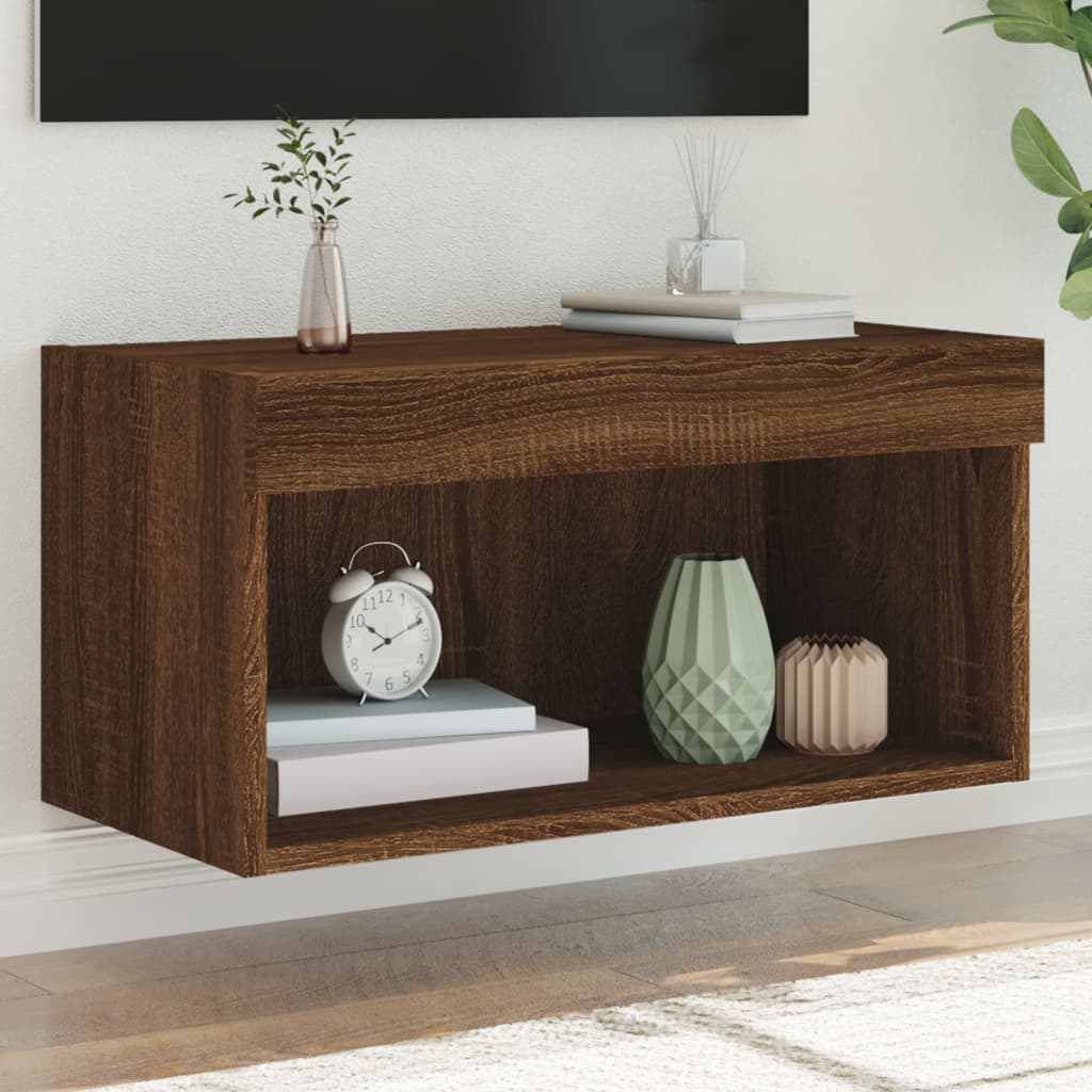 TV-Schrank mit LED-Leuchten Braun Eichen-Optik 60x30x30 cm - Pazzar.ch