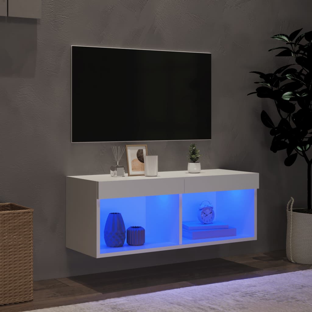 TV-Schrank mit LED-Leuchten Weiß 80x30x30 cm - Pazzar.ch