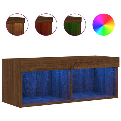 TV-Schrank mit LED-Leuchten Braun Eichen-Optik 80x30x30 cm - Pazzar.ch