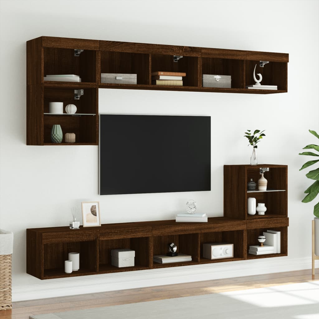TV-Schrank mit LED-Leuchten Braun Eichen-Optik 80x30x30 cm - Pazzar.ch