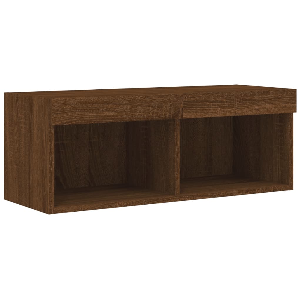 TV-Schrank mit LED-Leuchten Braun Eichen-Optik 80x30x30 cm - Pazzar.ch
