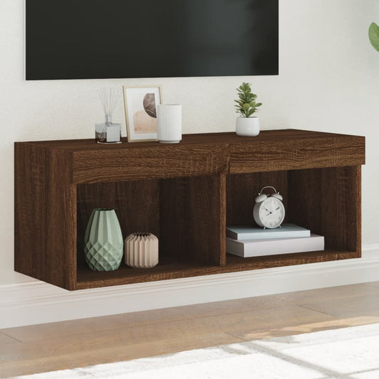 TV-Schrank mit LED-Leuchten Braun Eichen-Optik 80x30x30 cm - Pazzar.ch