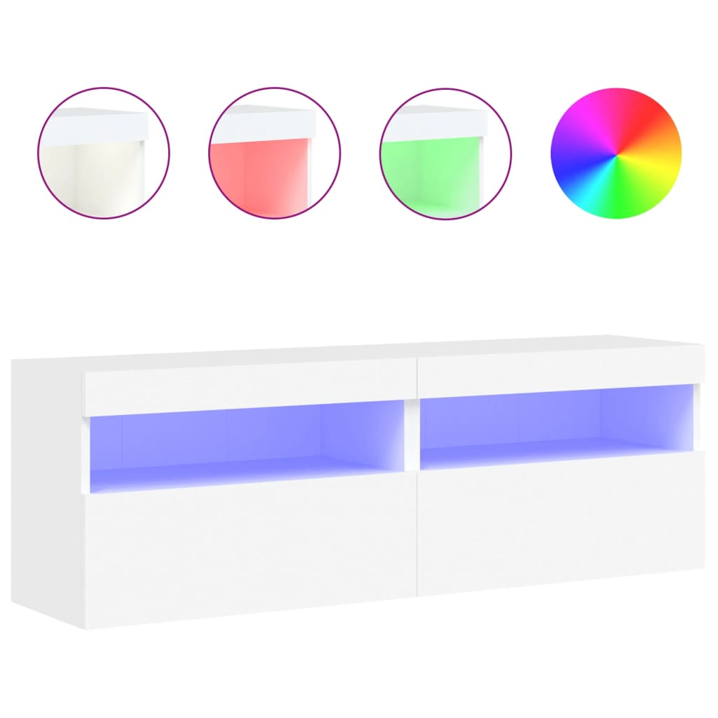 TV-Wandschränke mit LED-Leuchten 2 Stk. Weiß 60x30x40 cm - Pazzar.ch