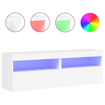 TV-Wandschränke mit LED-Leuchten 2 Stk. Weiß 60x30x40 cm - Pazzar.ch