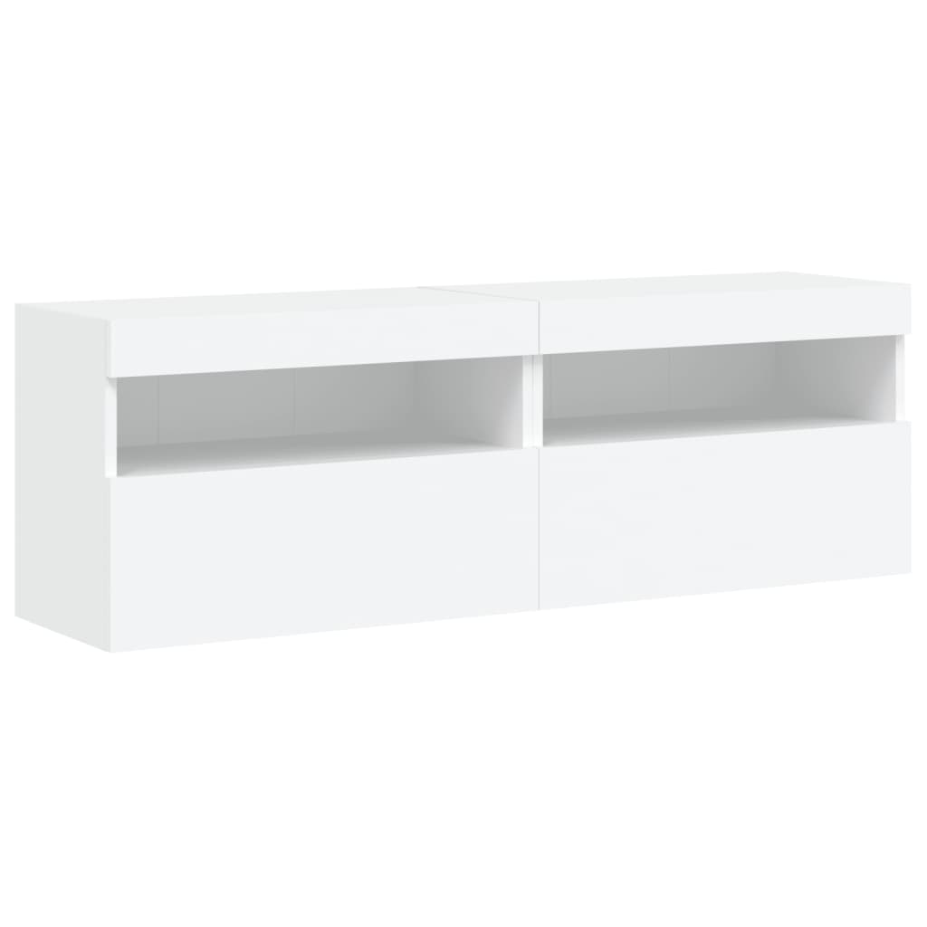 TV-Wandschränke mit LED-Leuchten 2 Stk. Weiß 60x30x40 cm - Pazzar.ch