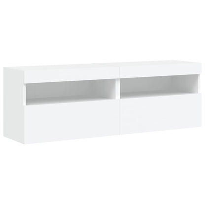 TV-Wandschränke mit LED-Leuchten 2 Stk. Weiß 60x30x40 cm - Pazzar.ch