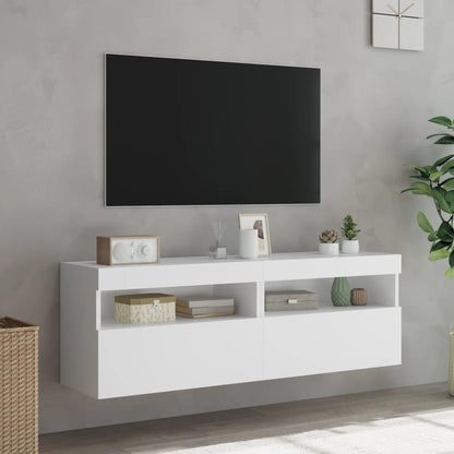 TV-Wandschränke mit LED-Leuchten 2 Stk. Weiß 60x30x40 cm - Pazzar.ch