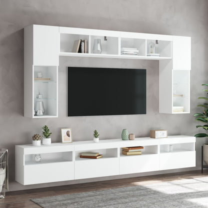 TV-Wandschränke mit LED-Leuchten 2 Stk. Weiß 60x30x40 cm - Pazzar.ch