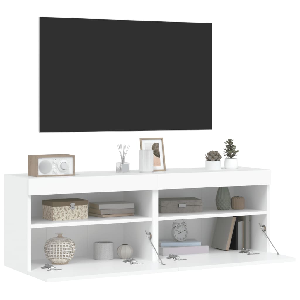 TV-Wandschränke mit LED-Leuchten 2 Stk. Weiß 60x30x40 cm - Pazzar.ch