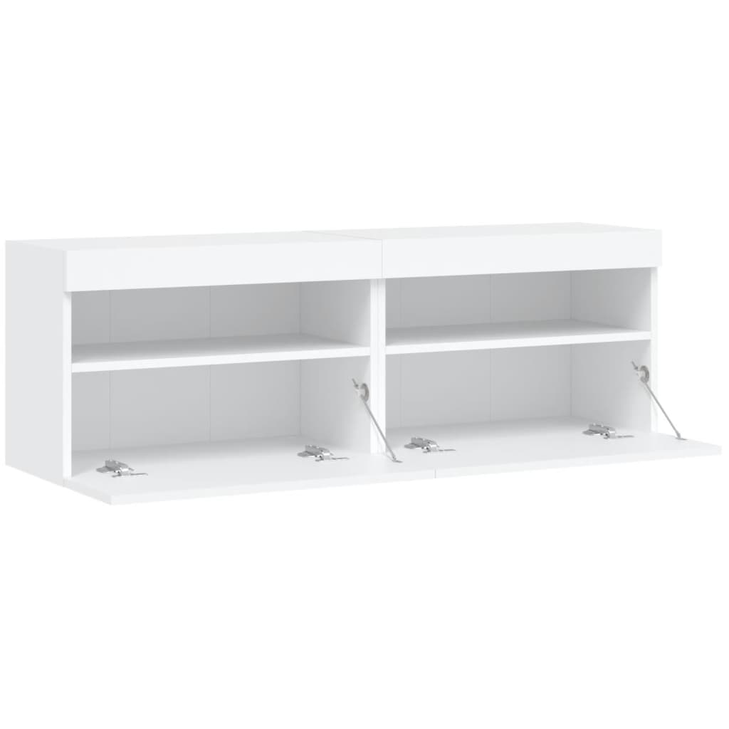 TV-Wandschränke mit LED-Leuchten 2 Stk. Weiß 60x30x40 cm - Pazzar.ch