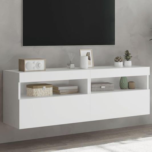 TV-Wandschränke mit LED-Leuchten 2 Stk. Weiß 60x30x40 cm - Pazzar.ch