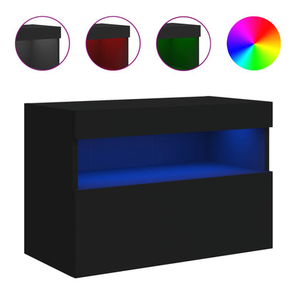 TV-Wandschrank mit LED-Leuchten Schwarz 60x30x40 cm - Pazzar.ch