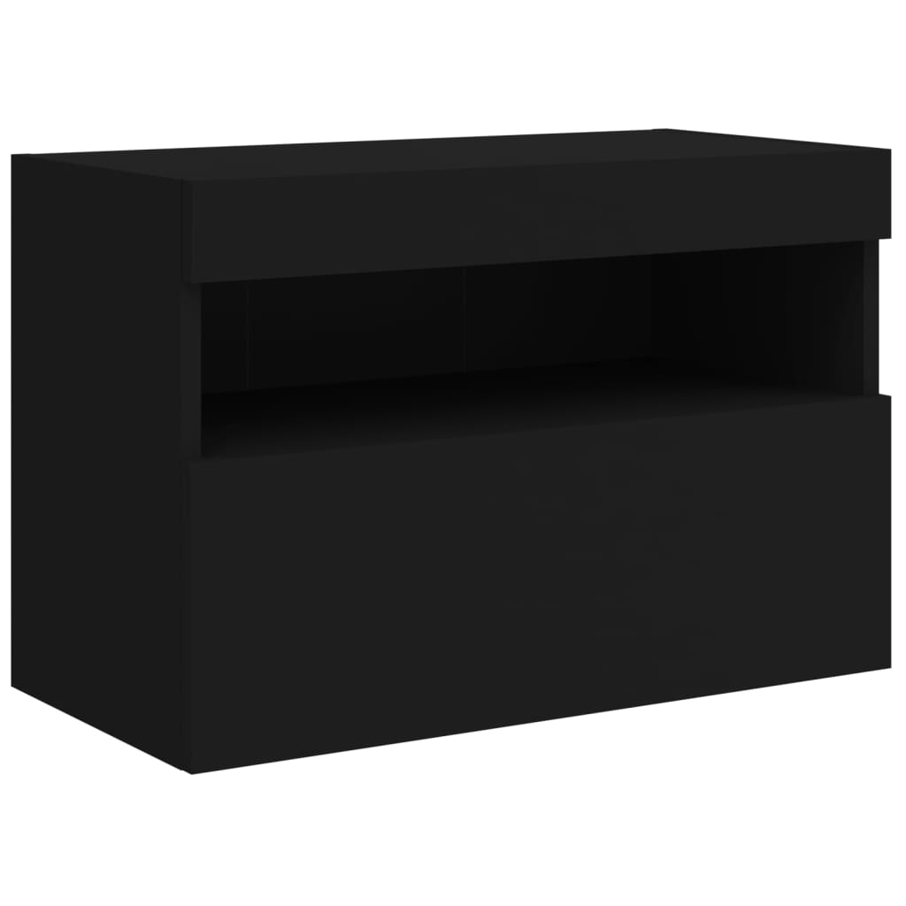 TV-Wandschrank mit LED-Leuchten Schwarz 60x30x40 cm - Pazzar.ch