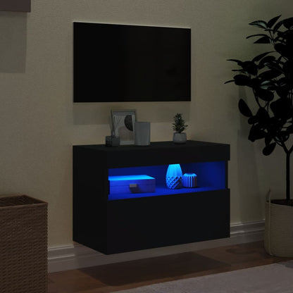 TV-Wandschrank mit LED-Leuchten Schwarz 60x30x40 cm - Pazzar.ch