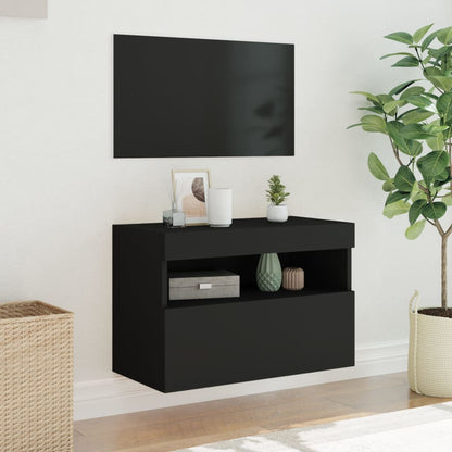 TV-Wandschrank mit LED-Leuchten Schwarz 60x30x40 cm - Pazzar.ch