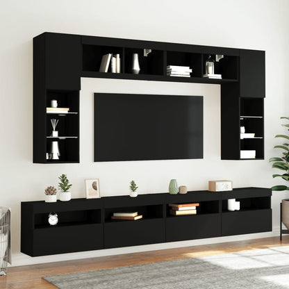 TV-Wandschrank mit LED-Leuchten Schwarz 60x30x40 cm - Pazzar.ch