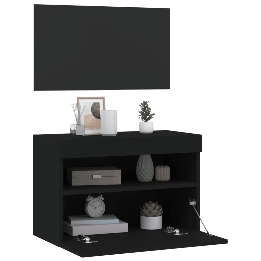 TV-Wandschrank mit LED-Leuchten Schwarz 60x30x40 cm - Pazzar.ch
