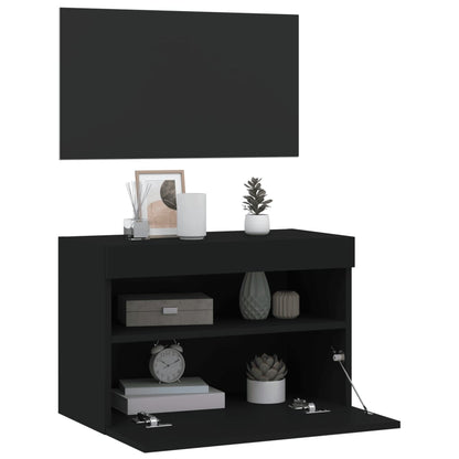 TV-Wandschrank mit LED-Leuchten Schwarz 60x30x40 cm - Pazzar.ch