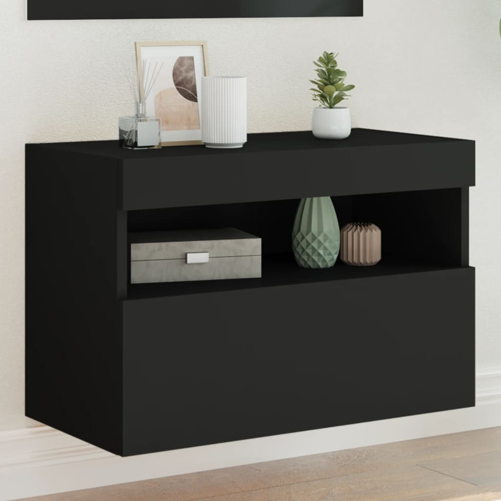 TV-Wandschrank mit LED-Leuchten Schwarz 60x30x40 cm - Pazzar.ch