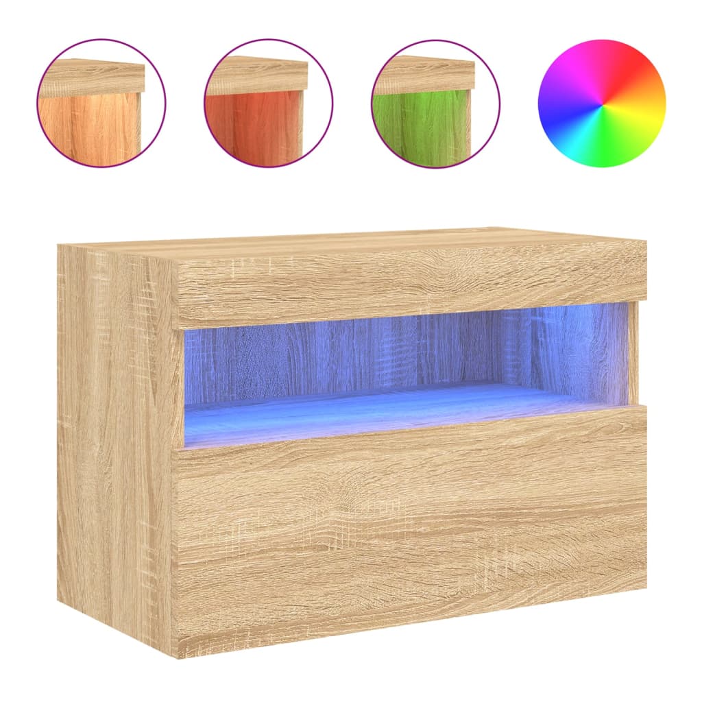 TV-Wandschrank mit LED-Leuchten Sonoma-Eiche 60x30x40 cm - Pazzar.ch