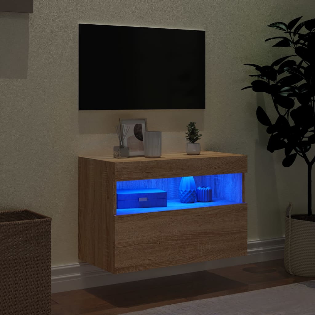 TV-Wandschrank mit LED-Leuchten Sonoma-Eiche 60x30x40 cm - Pazzar.ch