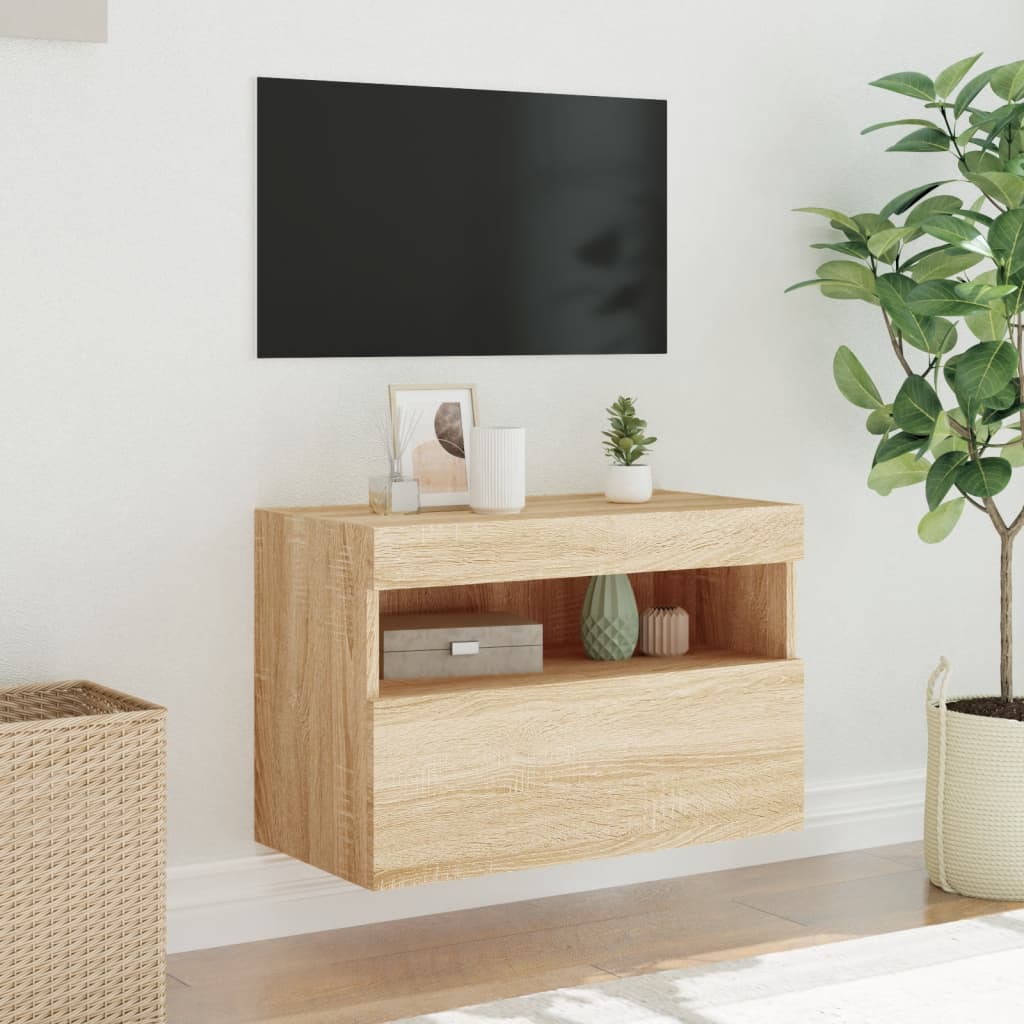 TV-Wandschrank mit LED-Leuchten Sonoma-Eiche 60x30x40 cm - Pazzar.ch
