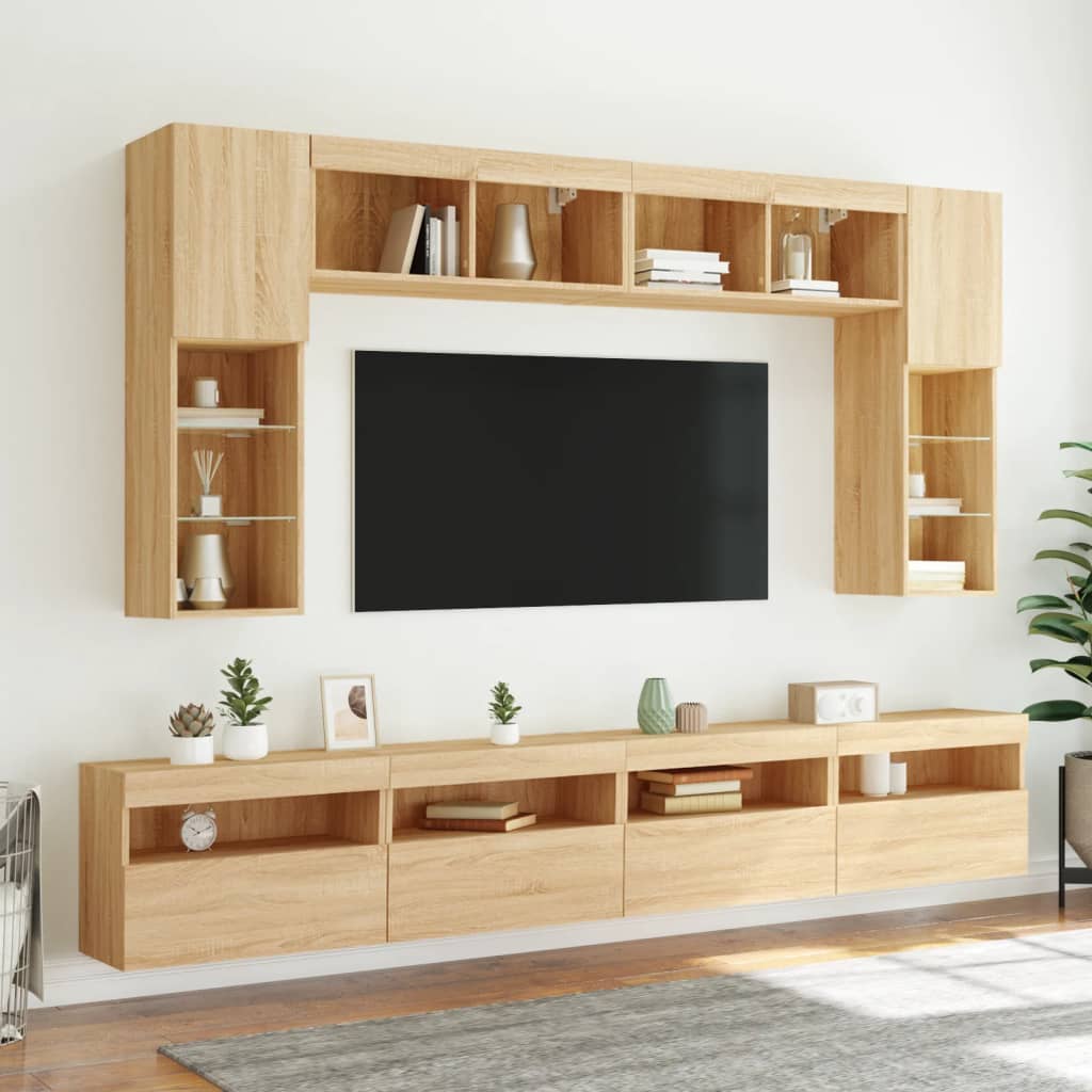 TV-Wandschrank mit LED-Leuchten Sonoma-Eiche 60x30x40 cm - Pazzar.ch