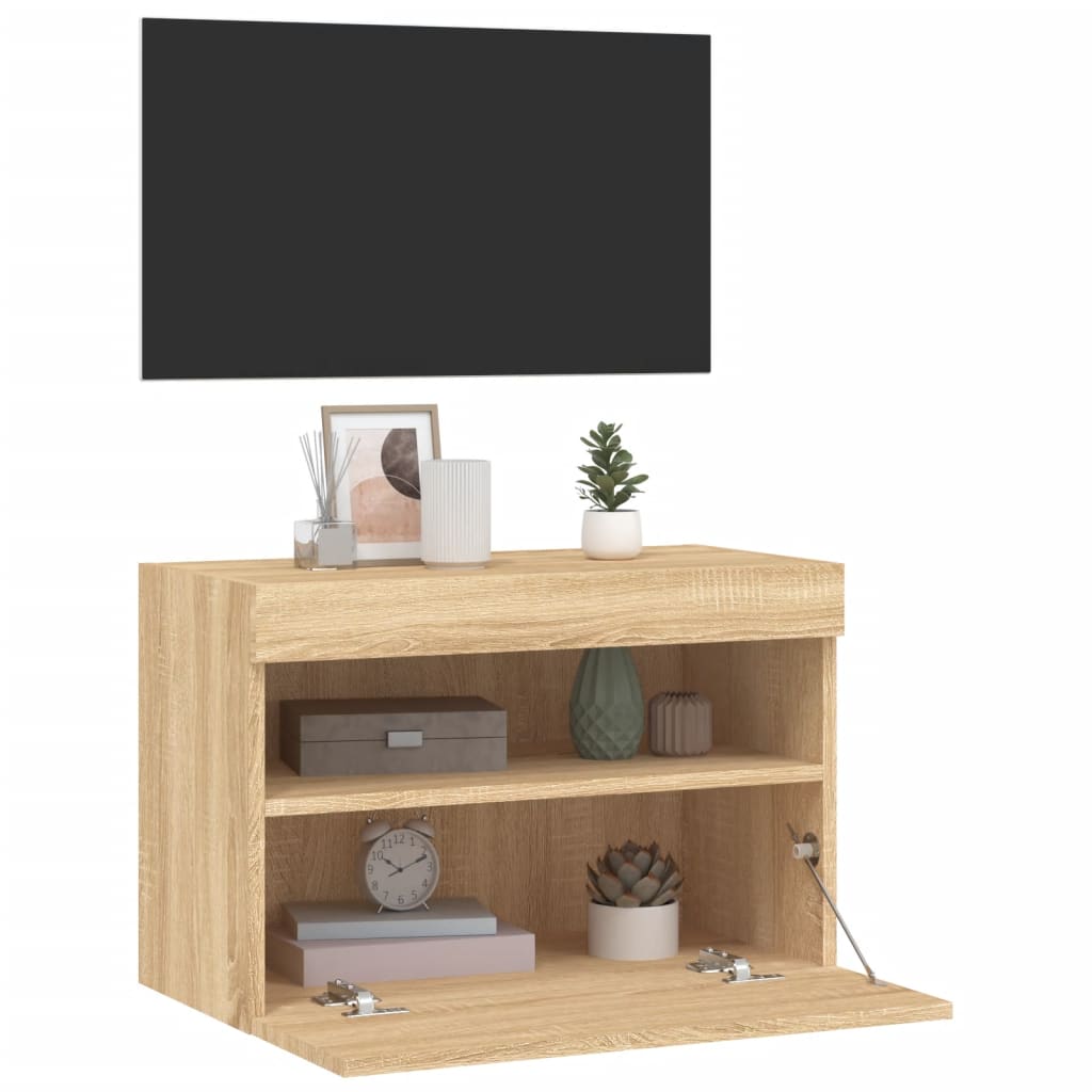 TV-Wandschrank mit LED-Leuchten Sonoma-Eiche 60x30x40 cm - Pazzar.ch