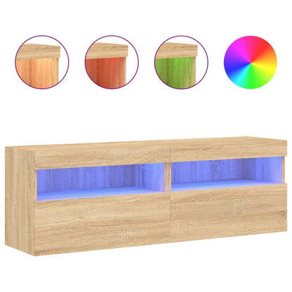 TV-Wandschränke mit LED-Leuchten 2 Stk. Sonoma-Eiche 60x30x40cm - Pazzar.ch