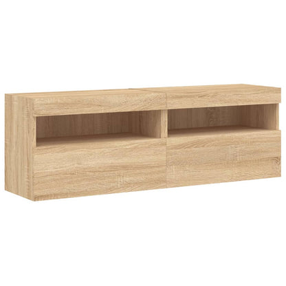 TV-Wandschränke mit LED-Leuchten 2 Stk. Sonoma-Eiche 60x30x40cm - Pazzar.ch
