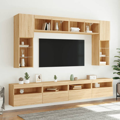 TV-Wandschränke mit LED-Leuchten 2 Stk. Sonoma-Eiche 60x30x40cm - Pazzar.ch